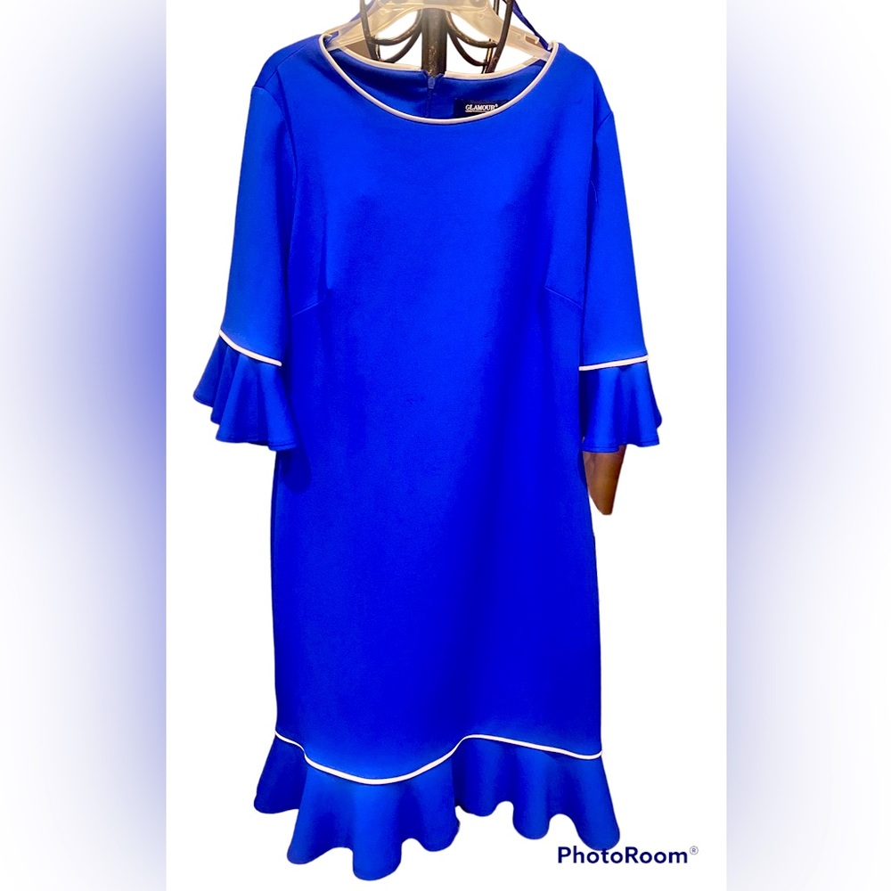 Royal Blue Bell Sleeves Dress